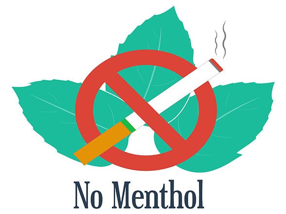 Stop menthol cigarettes. Vector illustration.