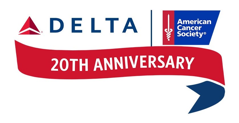 Delta and American Cancer Society partnership 20th anniversary logo