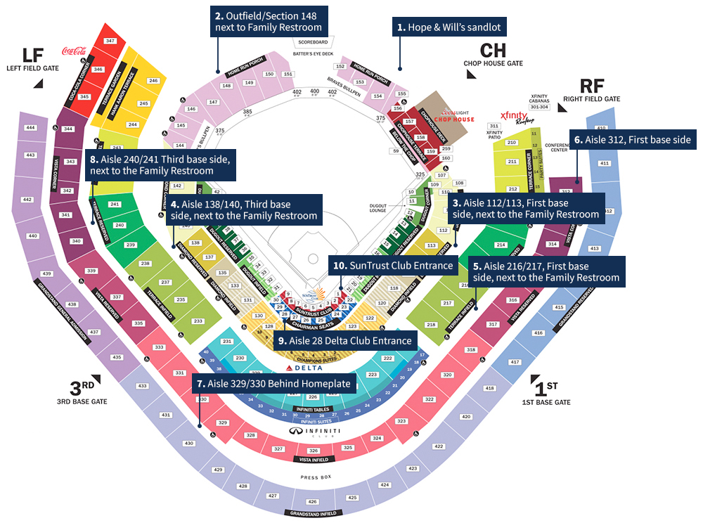 Braves Suntrust Stadium Map with Sunscreen Station Location