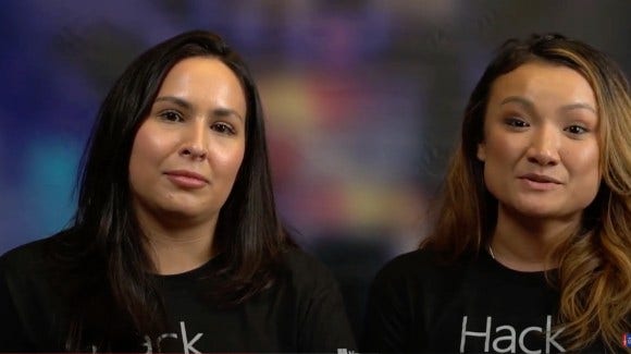 two women talking to the camera