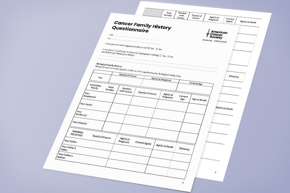 thumbnail image of cancer family history questionnaire