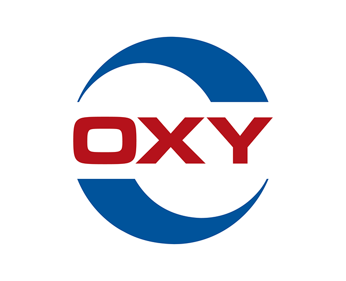 OXY logo with red text and blue circular design.