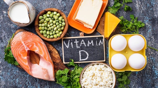 selection of foods containing vitamin D
