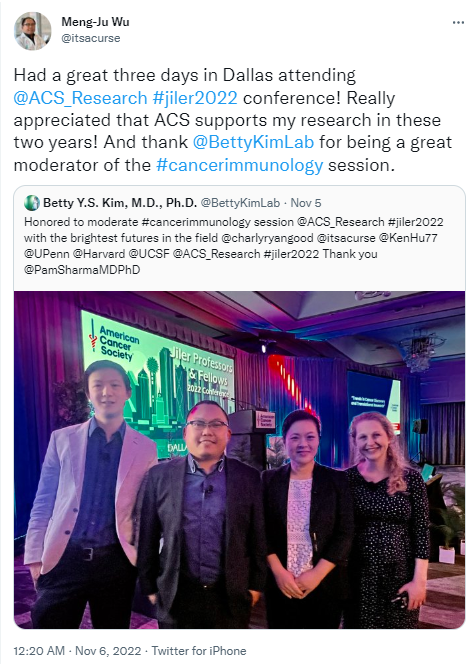 2 men and 2 women in front of American Cancer Society  Jiler conference  screen