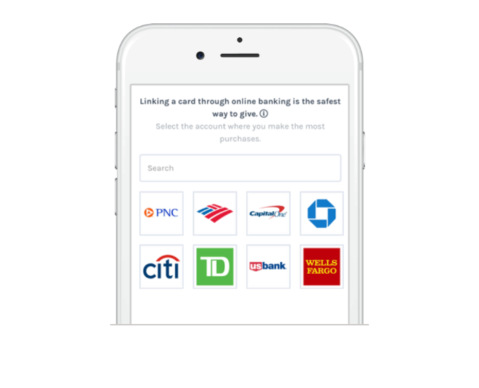 Screen of phone app that shows bank logos