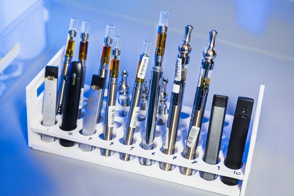 vaping devices in white carrier