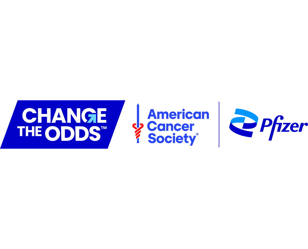 Logos for “Change the Odds,” the American Cancer Society, and Pfizer