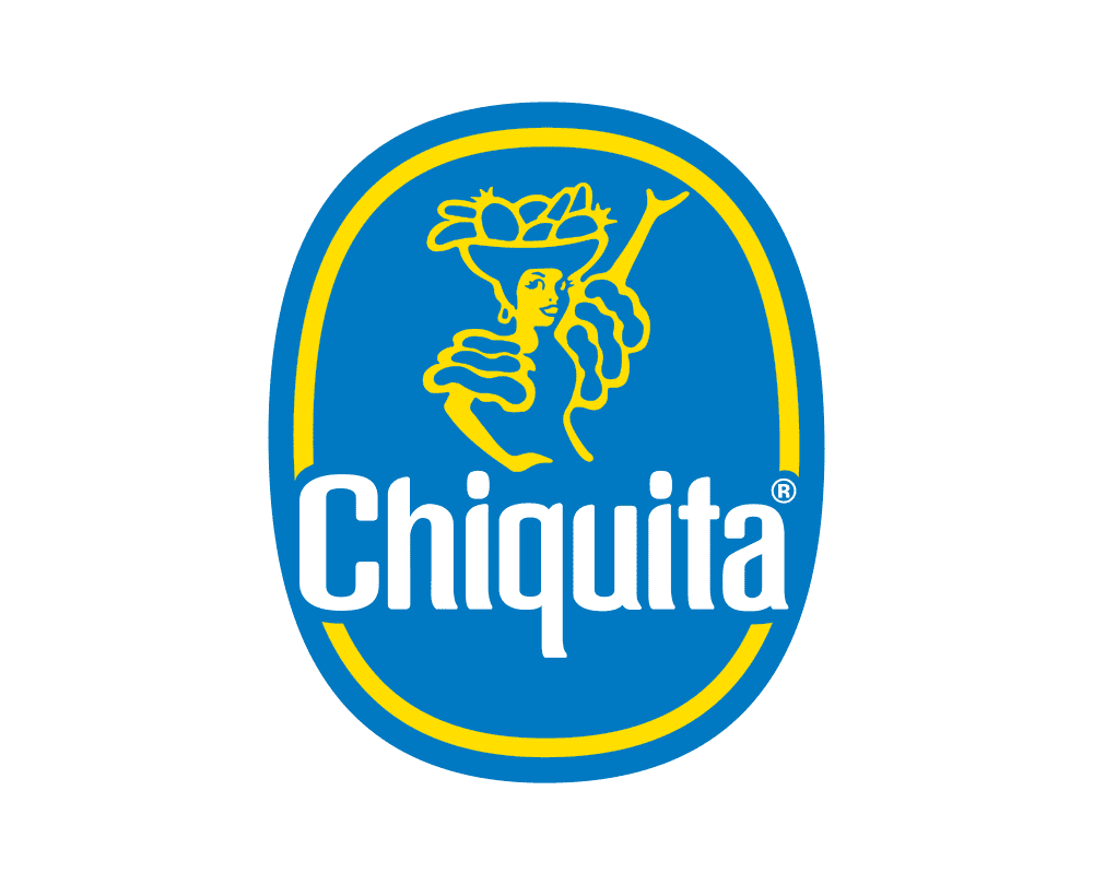 Chiquita logo with woman holding fruit on her head.