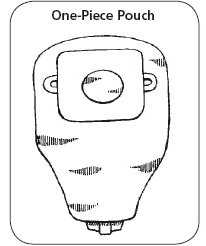 Illustration showing a one-piece urostomy pouch