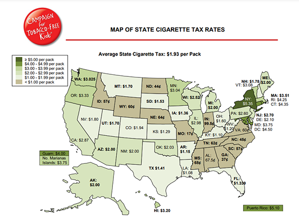 Tobacco control image of map of income loss from smoking