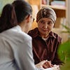Patient speaking with healthcare professional