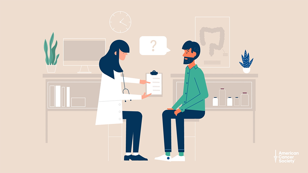 Doctor and patient discussing colonoscopy