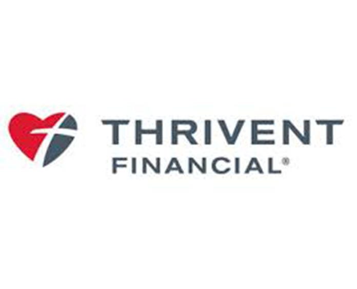 Thrivent Financial logo with heart-shaped emblem and gray text.