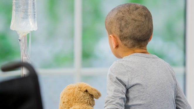 childhood cancer patient receiving chemo