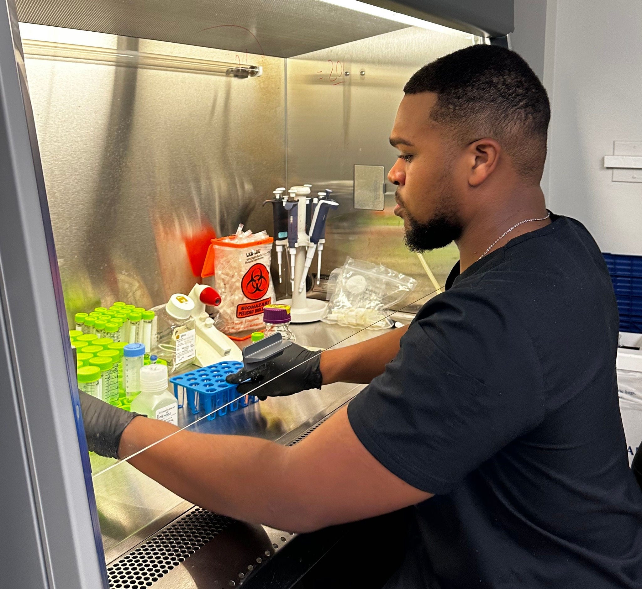 black man working in medical field