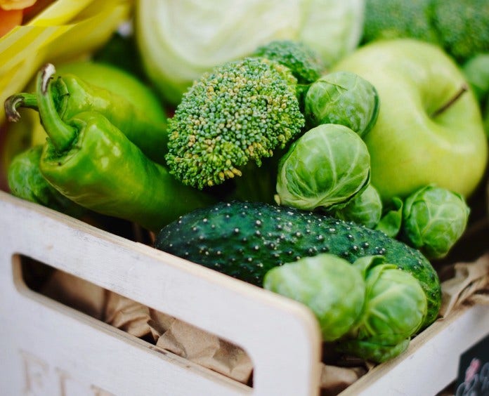 Mix of Green Vegetables and Fruits