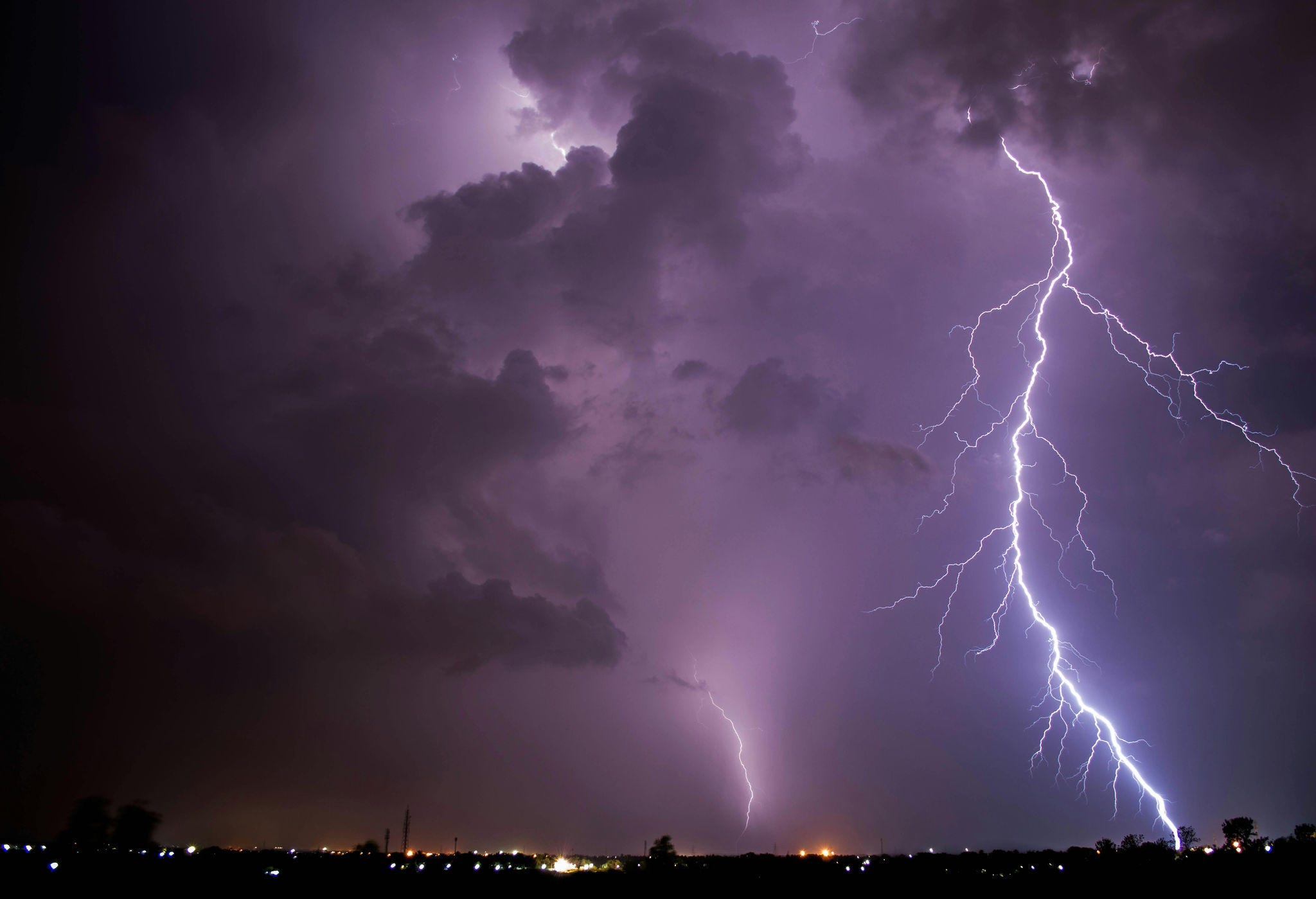 purple sky lightning
