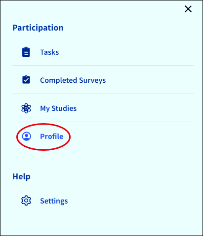 blue background word profile circled in red