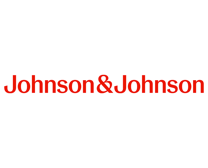 Johnson & Johnson logo with red text.