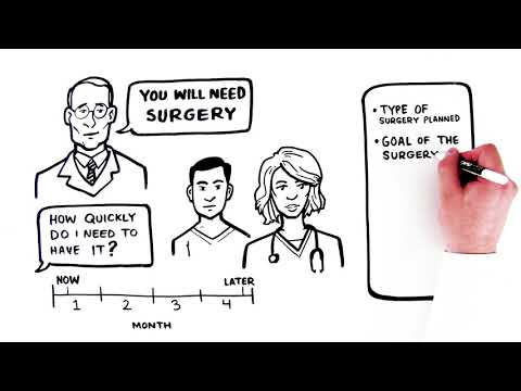 video still showing an illustration of a doctor talking with a patient about surgery