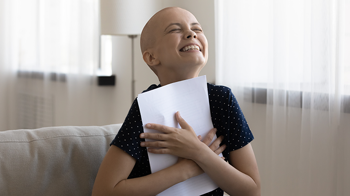 Bald Girl Hugging paper