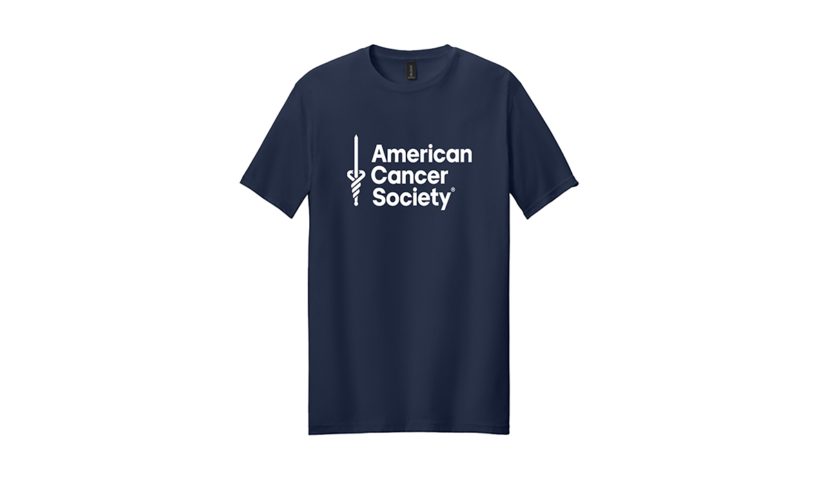 Navy blue shirt with American Cancer Society logo in white