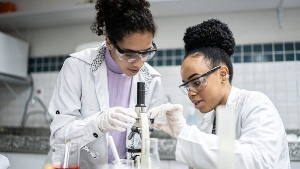 Two scientists working together in a lab