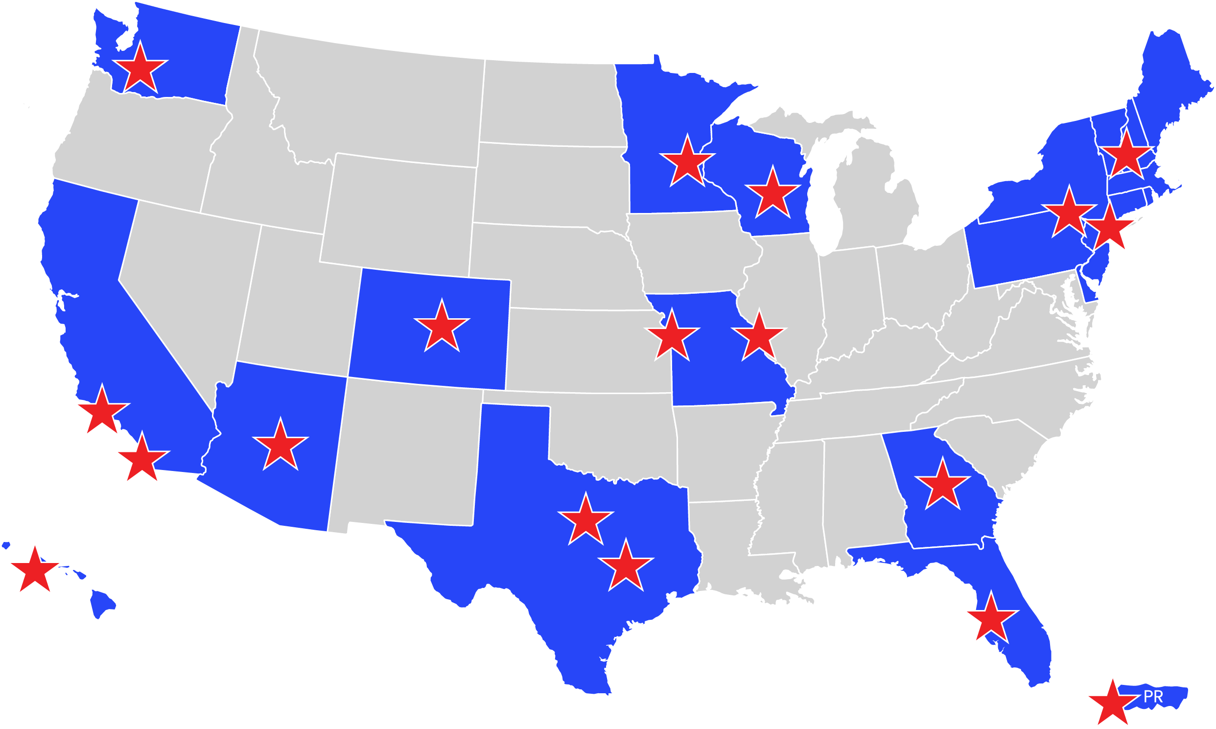 CEOs Against Cancer chapter location map 2026