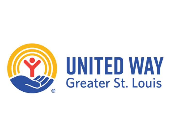 United Way Greater St. Louis logo with hand, rainbow, and figure.