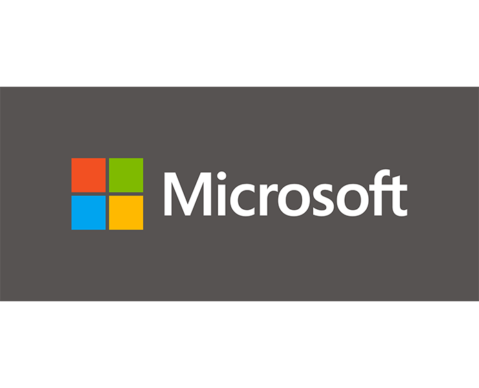 Microsoft logo with four-color square and white text.