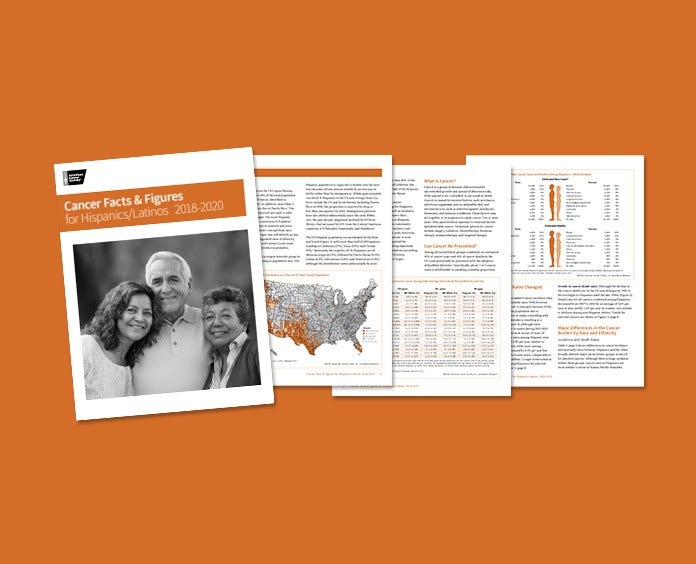 cover and pages from the Cancer Facts and Figures for Hispanics and Latinos 2018-2020 report
