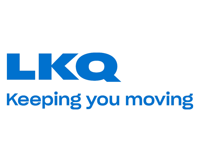 LKQ logo with blue text and slogan below.