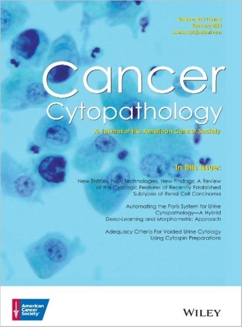 Cover of the ACS Journal Cancer Cytopathology, in blue.