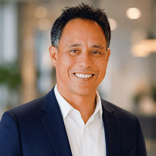 Smiling man in navy blue suit portrait photo