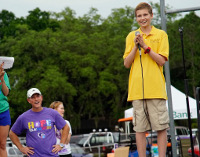 photo of Cole Eicher speaking at a Relay for Life event