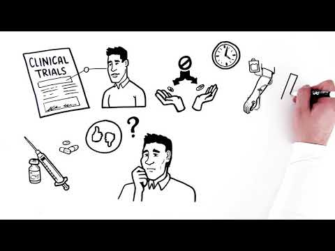 video still showing an illustration of  a patient trying to understand how clinical trials work.