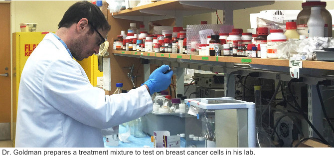 Dr Aaron Goldman prepares a treatment mixture in his lab