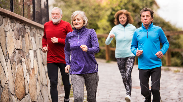 group of seniors jogging