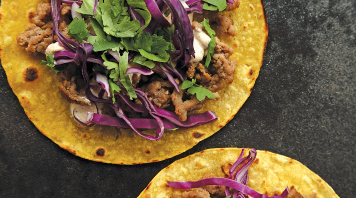 image of Turkey & Red Cabbage Tortillas With Chipotle Sauce from the ACS cookbook, "Quick and Healthy: 50 Simple Delicious Recipes for Every Day"