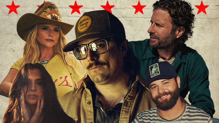 A graphic containing headshots of country music artists (Hardy, Miranda Lambert, Dierks Bentley, Lanie Gardner, McCoy Moore)