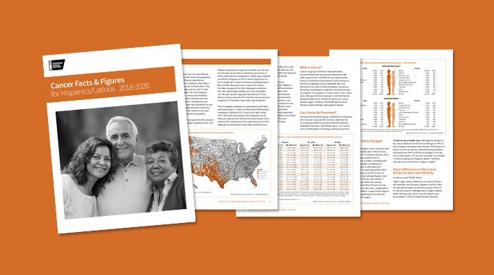 cover and pages from the Cancer Facts and Figures for Hispanics and Latinos report