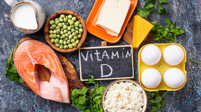 selection of foods containing vitamin D